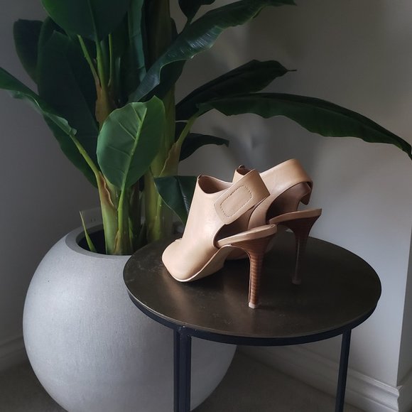 Leather Peep toe sling back booties - Picture 4 of 6